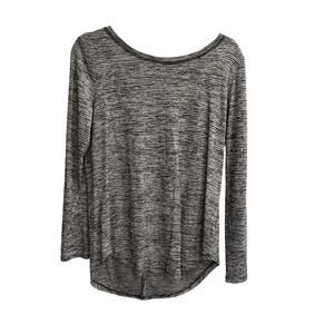 Athleta Size Medium M Black Striped Long Sleeve Shirt